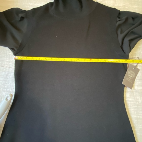 Vince Camuto Black Sheer Sleeve Stretch Turtleneck Knit Holiday Dress- Sz-L - Picture 9 of 16